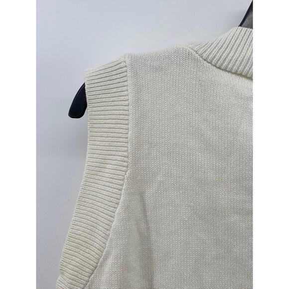 PAMPELONE Women's White Solid Knit V-Neck Sleeveless Sweater Vest SZ M/L - Picture 4 of 9